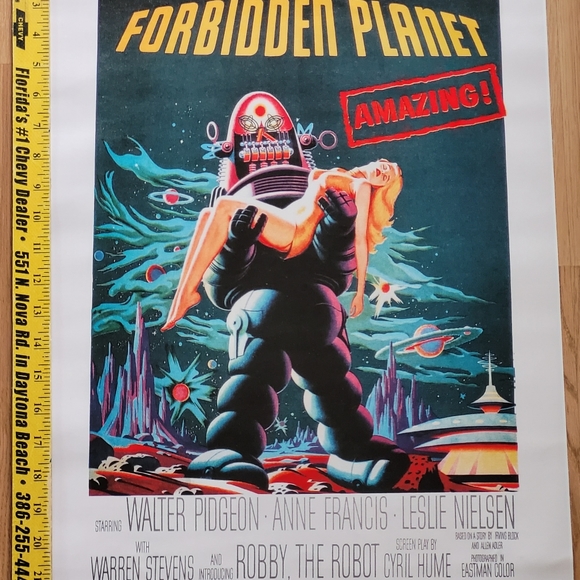 Rare FORBIDDEN PLANET (1956) Leslie Nielsen Anne Francis 24"X16" Canvas Print Ar - Picture 3 of 3